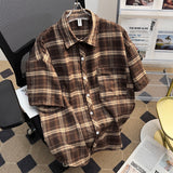 Fongt Short-Sleeved Shirt Men's Summer Retro Casual Five-Sleeve Shirt High Street Tide Coat