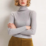 Turtleneck Slim Sweater Women Pullovers 2021 Autumn Thick Long Sleeve Basic All-match Tops Ladies Fashion Office