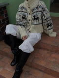 Buttoned Retro Printed Cardigan-Outfit