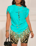 Women's Wear 2023 Summer New Fashion Leisure Pin Printing Set-Outfit