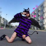 Fongt Version Of The Hollow Hole In The Long Sweater Female Lovers Stripes Loose Color Dark Versatile Knit Niche-Outfit