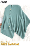 Women Versatile Knitted Scarf Solid Wraps Poncho Sweater with Buttons Autumn Winter Warm Shawl Cape