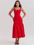 Strappy Pleated Midi Dress-Outfit