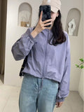 Sunscreen Coat Female Summer Thin Coat Female Short Short Man 2024 New Loose Joker Hooded Casual Top-Outfit