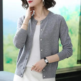 Fall Slim Knit Cardigans Jacket Women Casual Korean Sweater Coats O-neck Knitwear Gilet Basic Single Breasted Malhas