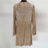 Fongt Early Autumn New Star Fashion Heavy Industry Embroidery Stender Diamond Elastic Dress