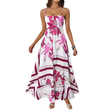 Fongt Summer Flower Printed Back Suspension Sexy High Waist A Dress Dress Woman