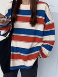 Vintage Striped Pullover Sweatshirt-Outfit