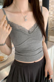 Spice Girls White Lace Ribbon Vest Women's Spring And Summer New Style Design Slimming With Short-Style