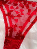 Heart-Shaped Embroidery Mesh Tie Up Lingerie Set-Outfit