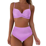 Fongt New Split High Waist Sexy Swimsuit Lady Small Chest Gathered Bikini