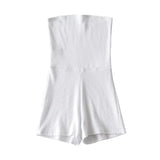 Trendy Women's Dress With Flat Mouth, Chest And Shorts, Sleeveless Body-Fitting, Solid Color Hip Knitted Jumpsuit-Outfit