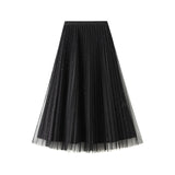Fongt Silk Folded Skirt Net Yarn Half-Dress Woman Long Yarn Skirt On Both Sides Of The 9230