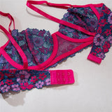 Purple Floral Lingerie Set-Outfit