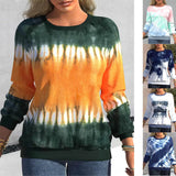 Autumn Tie-dyed Printed Round Neck Raglan Long Sleeve