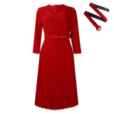 Fongt New Women's Fashion Elegant Pressure Skirt Elegant Solid Color Large Dress