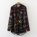 Print Blouse Women Autumn Turn-down Collar Long Sleeve Plus Size Office Elegant Ladies Shirts Casual Tops And
