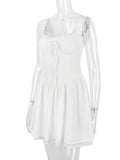 White Corset Lace Flare Mini Dress-Outfit