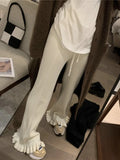 Knitted Pants Straight High Waist Women's Flared Pants Klein Blue LOOSE Thicken High Strecth Slim Side of Fungus