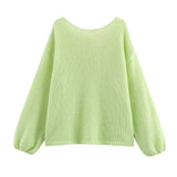 Fongt Homemade New Women's Classic Oceanic Back Buttered Knitted Shirt