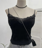 Set Up The Coat Series Velvet Lace Lace Sling With Chest Pad Wear Vest Top