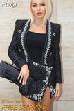 2023 New Fall Women's High Quality Luxury Diamond Beaded Two Piece Skinny Sexy Cardigan Celebrity Party