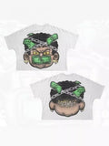 T-Shirt Hip-Hop Fun Cartoon Pattern Printing Oversized T-Shirt Original Gothic Cotton Short Sleeves-Outfit