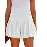 Color High Waist Pleating Casual Cotton