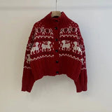 Buttoned Retro Printed Cardigan-Outfit