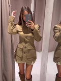 Fongt 2025 New Fashion Design Sense Single-Dlocked Slimming Pocket Jacket Outside