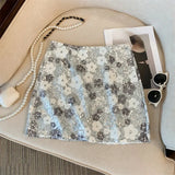 Flowers Sequins Mini Skirt-Outfit