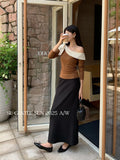 Fongt Xixi 2025 Autumn White Standard Temperament Commuter Solid Color Thin Waist Half-Body Skirt With Hip Pencil Skirt 85279