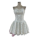 French Brae-Closing Back Fluffy Temperament Dress Gentle Girl Crushed Waist Short Dress High