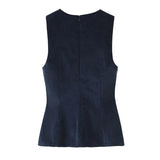 Fongt Women's Clothing INS Burst Fashion Casual Sleeveless Cordless Vest Top + Mini Skirt