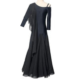 2024 Summer Modern Dance Dress New Custom Oblique Shoulder Floating Sleeve Ballroom Competition Waltz Dresses TH2796-Outfit