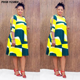 African Dresses for Women Dress Dashiki Geometric Print Patchwork African Clothes Plus Size Retro Africa Bodycon Christmas