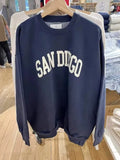 Women Navy Sweatshirts 2023 Fall Fashion O Neck Long Sleeves Letter Printed Sweatshirts Female Chic Pullovers-Outfit