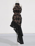 Yujie Style Dress Women Summer 2025 New Temperament Elegant Lotus Leaf Side Embroidered With Ass Long Dress