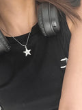 Silver Vintage Punk Star Necklace-Outfit