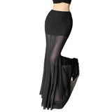 Fongt New 2024 Autumn Women's Dress Is A Solid Color High Waist Mesh Skirt-Outfit