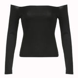 Style Basic Simple Solid Color T-Shirt With Bare Shoulder And Bottom 2023 New Temperament Age-Reducing
