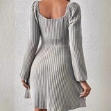 Fongt Women's Autumn New Cross-Temper Elegant Long-Sleeved Long Dress Women
