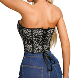 Fongt French Gather Sexy Black Slim Wipe Chest Strapless Fishbone Show Thin Plastic Body Palace Wind Vest-Outfit