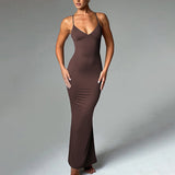 Fongt Summer New Temperament Sexy Trend V Collar Back Slim Dress