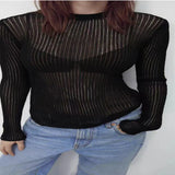 Fongt / Summer 2023 New Hot Selling Long-Sleeved Round Collar Thin Breathable Knit-Outfit