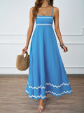 Fongt Summer Solid Color Lace Splicing Elegant Slings Bras Oversized Dress Dress Woman