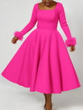 Fongt Party Dress Winter Temperament Elegant Hairy Decorative Dress African Dress