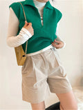 2022 New Pullovers Fashionable Sleeveless Knitted POLO Collar Wild Autumn Winter Women Sweaters Short Vests