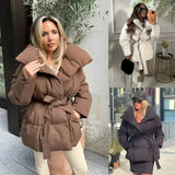 Fongt Three-Color Collar Warm Waist Women's Cotton Jacket Autumn And Winter Loose Collar New Fashion Cotton