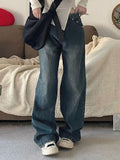 Vintage Blue Washed High Waist Boyfriend Jeans-Outfit